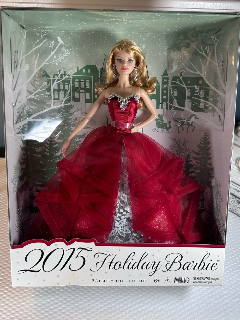 2015 Holiday Barbie Mattel Collector CHR76 NRFB Red & Silver Gown